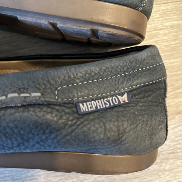 Mephisto Shoes Mens 9.5 Gray Leather Cool-Air Moccasin Loafers Comfort Casual - Picture 5 of 9